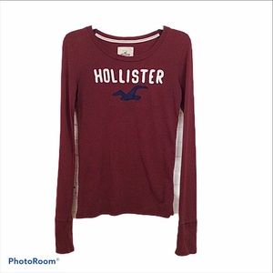 Hollister round neck burgundy long sleeve top
